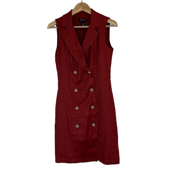 White House Black Market Dresses & Skirts - White House Black Market Rust Burnt Red Sleeveless Double Breasted Linen Dress 4
